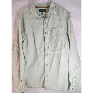 Brothers/Sons Mens M Green Solid Long Sleeve Button-Up Shirt Pockets